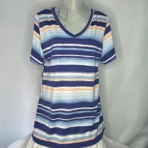 Blue & White Striped Christy Tunic, XL